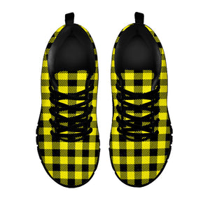 Yellow Buffalo Plaid Print Black Running Shoes