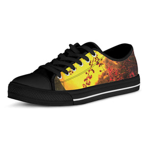 Yellow Full Moon Print Black Low Top Sneakers