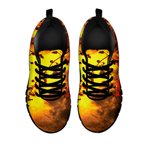 Yellow Full Moon Print Black Running Shoes