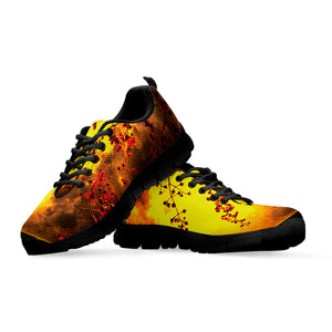 Yellow Full Moon Print Black Running Shoes