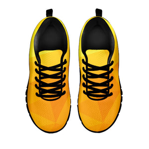 Yellow Polygonal Geometric Print Black Running Shoes