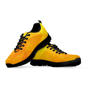 Yellow Polygonal Geometric Print Black Running Shoes