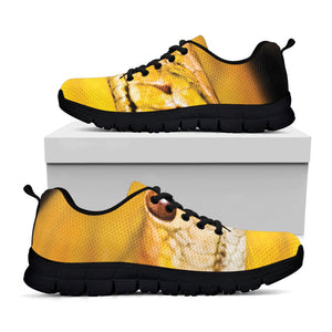 Yellow Python Snake Print Black Running Shoes