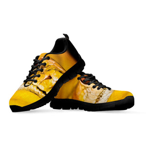 Yellow Python Snake Print Black Running Shoes