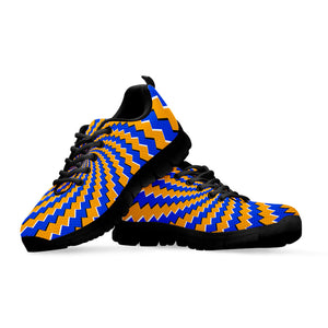 Yellow Spiral Moving Optical Illusion Black Running Shoes