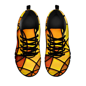 Yellow Stained Glass Mosaic Print Black Running Shoes