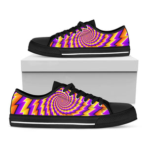 Yellow Twisted Moving Optical Illusion Black Low Top Sneakers