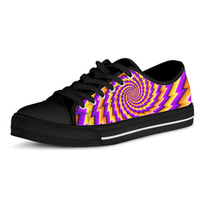 Yellow Twisted Moving Optical Illusion Black Low Top Sneakers