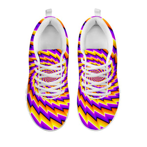 Yellow Twisted Moving Optical Illusion White Running Shoes