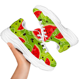 Yummy Watermelon Pieces Pattern Print White Chunky Shoes