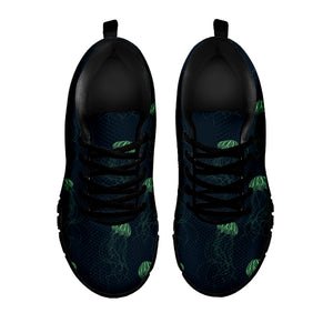 Zentangle Jellyfish Pattern Print Black Running Shoes