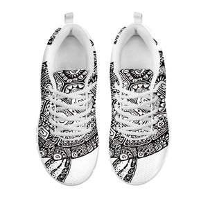 Zentangle Sea Turtle Print White Running Shoes