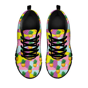 Zigzag Pineapple Pattern Print Black Running Shoes