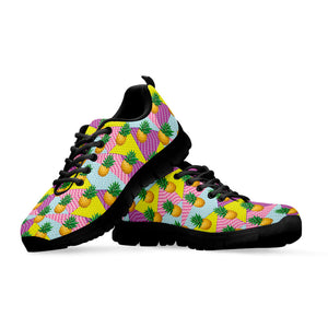 Zigzag Pineapple Pattern Print Black Running Shoes