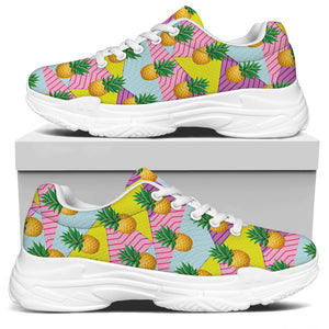 Zigzag Pineapple Pattern Print White Chunky Shoes