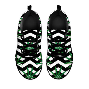 Zigzag Weed Pattern Print Black Running Shoes