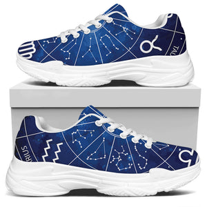 Zodiac Signs Wheel Print White Chunky Shoes