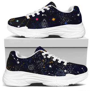 Zodiac Star Signs Galaxy Space Print White Chunky Shoes