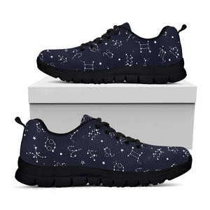 Zodiac Star Signs Pattern Print Black Running Shoes