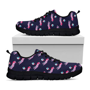 Zombie Eyeball Pattern Print Black Running Shoes