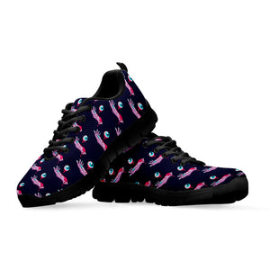 Zombie Eyeball Pattern Print Black Running Shoes