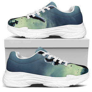 Zombie Hand Rising From Grave Print White Chunky Shoes