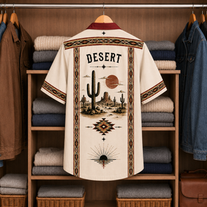 Desert Landscape Luxury Design Hawaiian Shirt Southwestern Inspired Hawaiian Shirt White Version