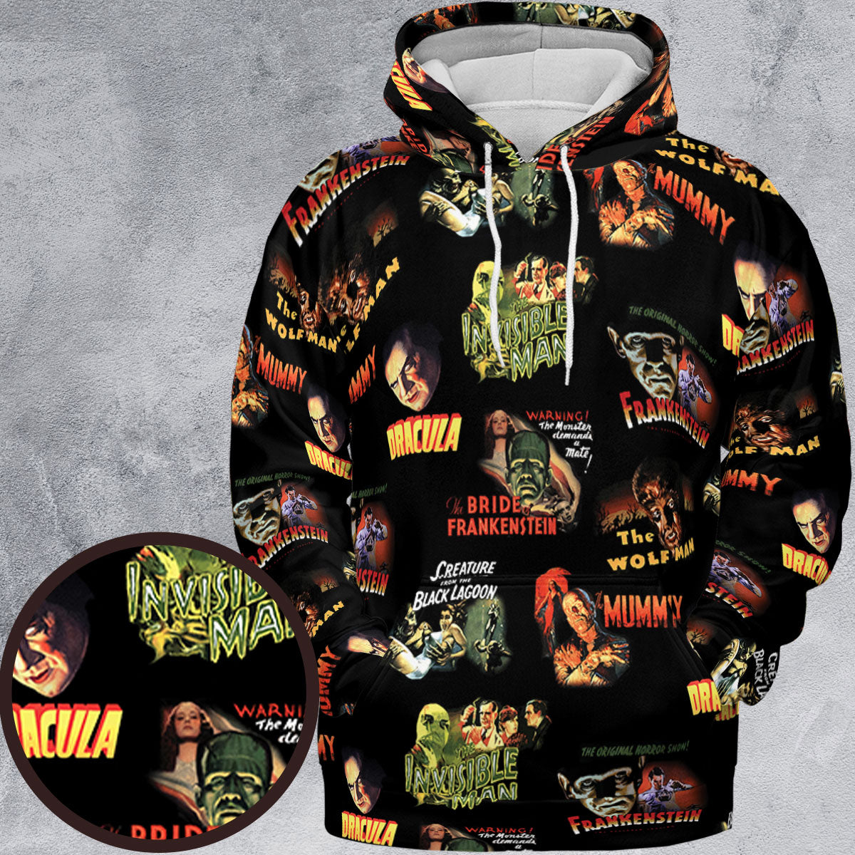 Teaming Monsters All Up Universal Monsters All-over Print Hoodie
