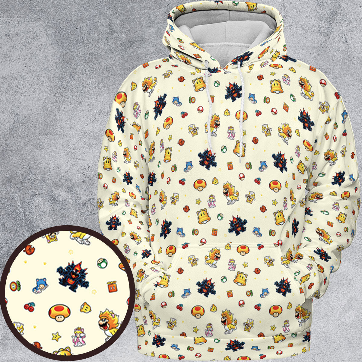 Super Mario Characters Pattern All-over Print Hoodie