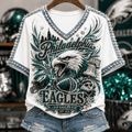 Philadelphia Eagles Fly Eagles Fly V-Neck Shirt Football Clothes Unique Gift For Sister - Gearneko