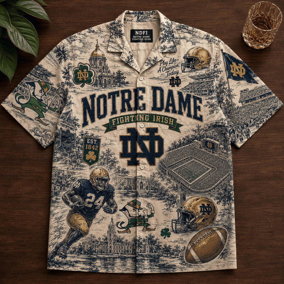 Notre Dame Fighting Irish Football Hawaiian Shirt Notre Dame Aloha Shirt Gift For Him - Gearneko
