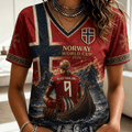 Norway FIFA World Cup Haaland V-Neck Shirt Norway Soccer Merch Soccer Lover Gifts - Gearneko
