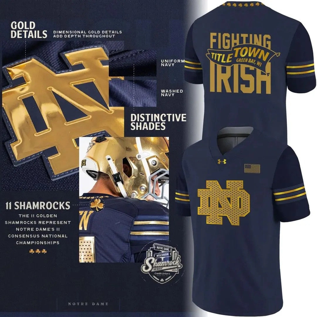 Notre Dame Fighting Irish Merch 2026 Shamrock Series V-Neck Shirt Gift For Football Lovers - Gearneko