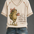 Frog Jesus Thinks Im A Delight V-Neck Shirt Faith Based Apparel Cool Present For Her - Gearneko