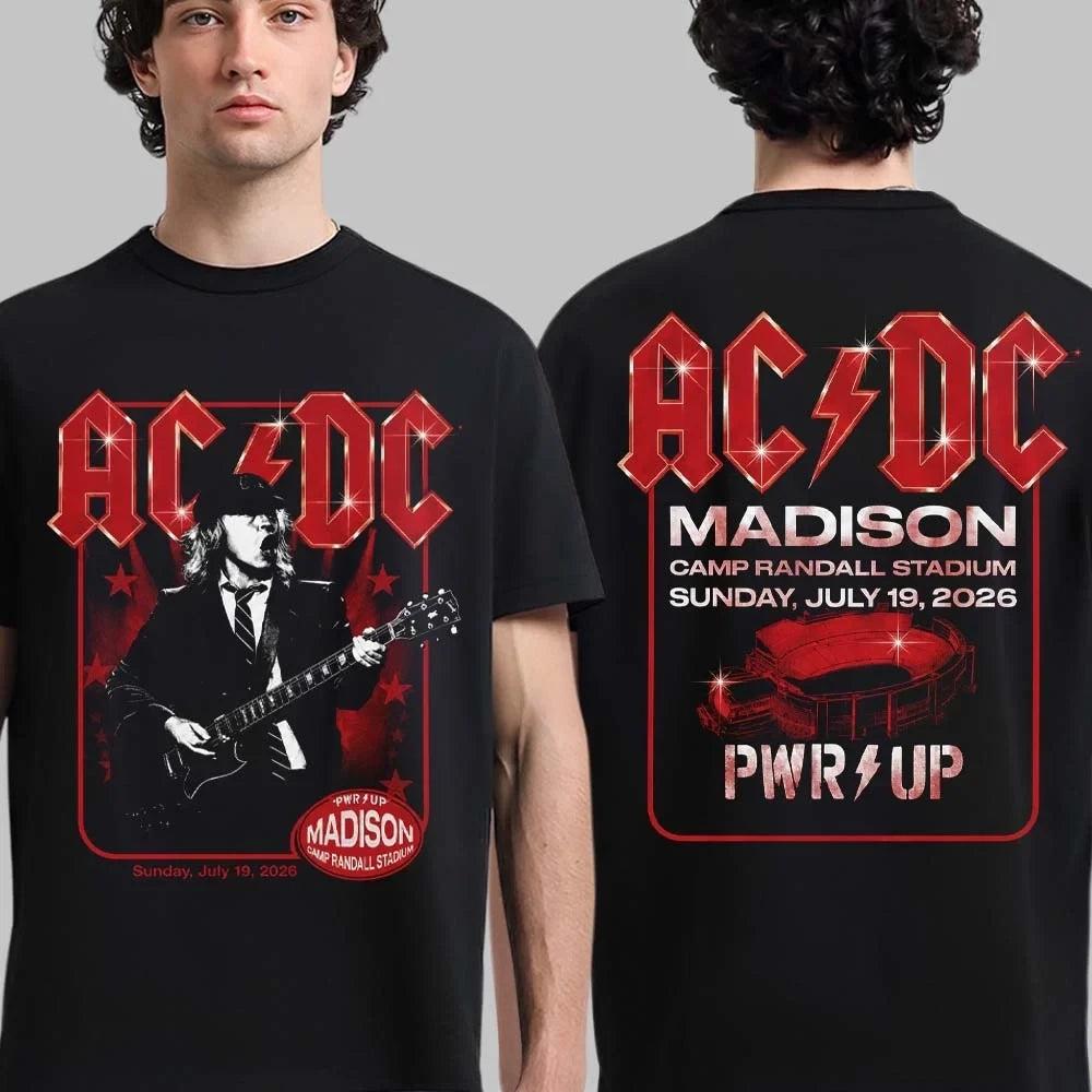 ACDC Merch PWR Up Tour Madison Wisconsin 2026 T-Shirt Great Gift For ACDC Fans - Gearneko