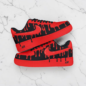 Red Black Drip Air Force 1 Custom