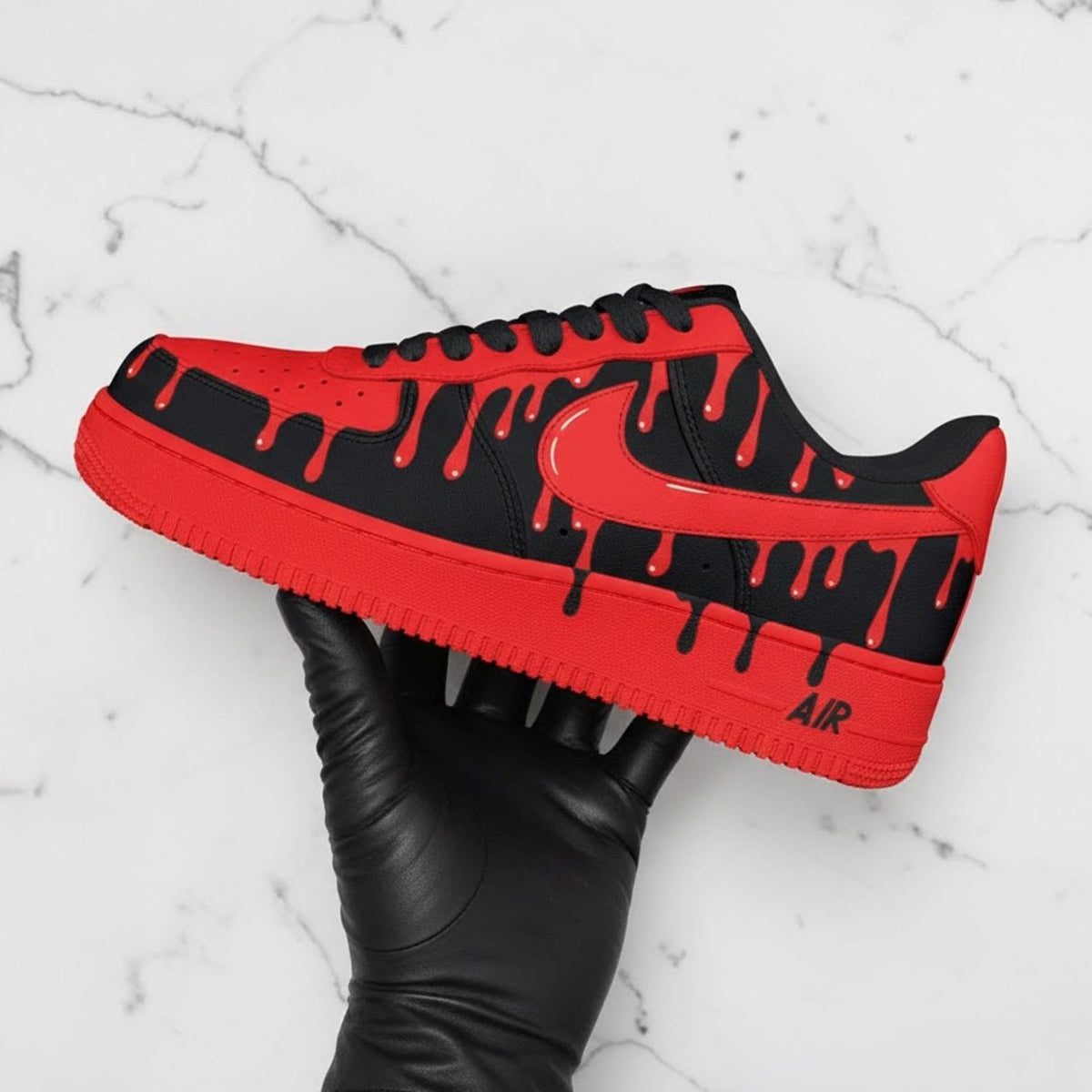 Red Black Drip Air Force 1 Custom