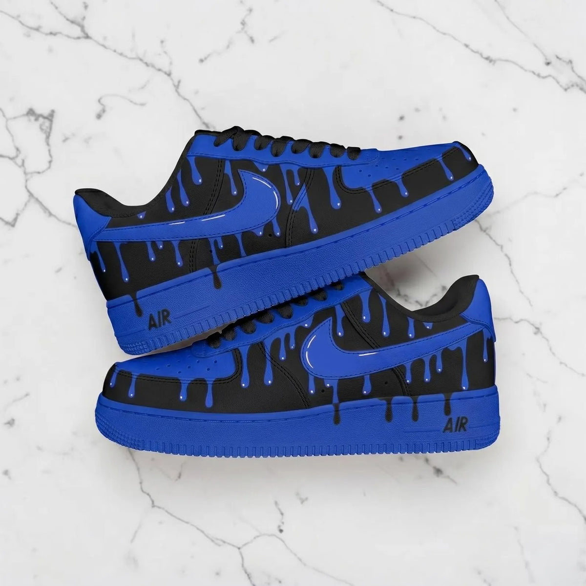 Black Blue Drip Air Force 1 Custom Trend