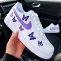 Custom Air Force 1 Sneakers Purple Butterflies