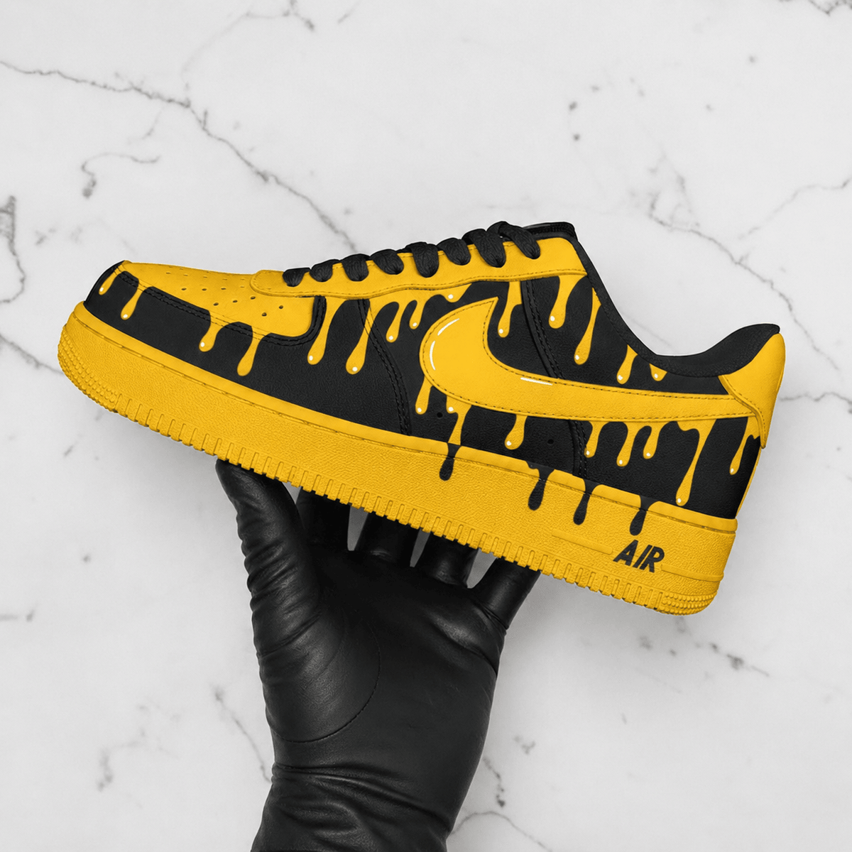 Yellow Black Drip Air Force 1 Custom