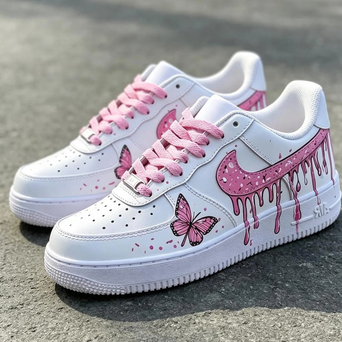 Air Force 1 Pink Drip & Butterfly Custom
