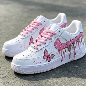 Air Force 1 Pink Drip & Butterfly Custom