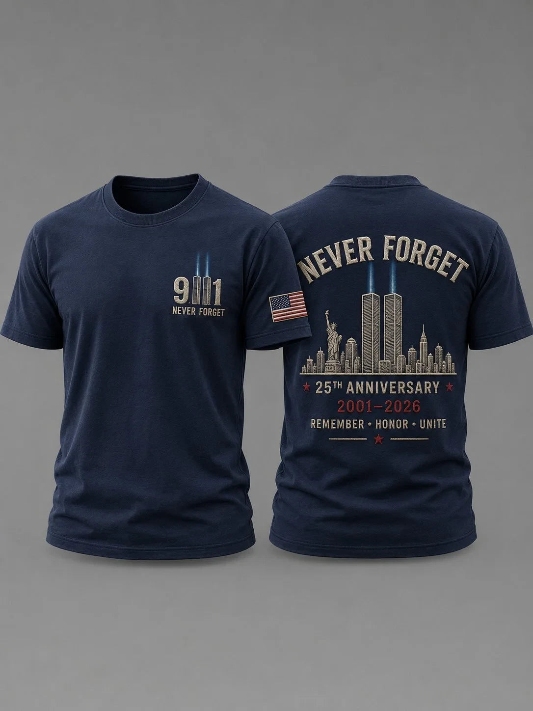 911 25Th Anniversary Never Forget Shirt September 11th 2001 Tee Patriotic Gifts - Gearneko