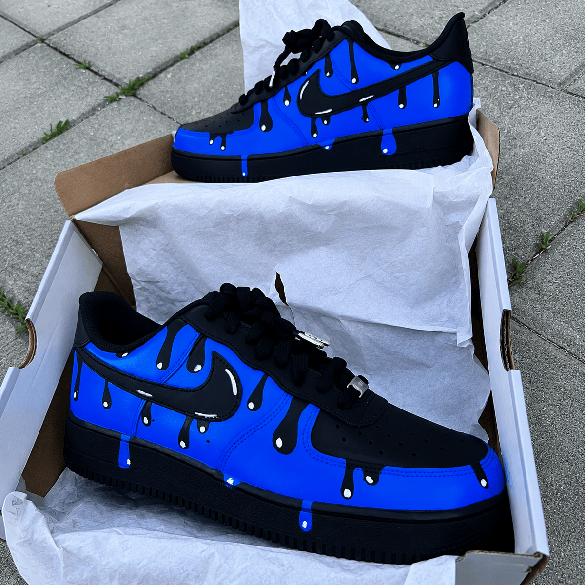 Black Blue Drip Air Force 1 Custom