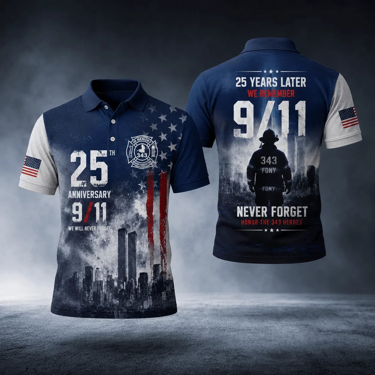 9 11 25th Anniversary Commemorative Graphic Polo Shirt 9 11 Apparel Presents For Dad - Gearneko