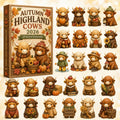 Highland Cows Autumn Advent Calendar Cute Fall Advent Ornaments Highland Cow Lovers Gifts - Gearneko