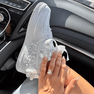Personalized Floral Lace Couple Initials & Wedding Date Bridal Air Force 1