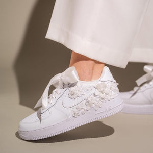 Personalized Floral Lace Couple Initials & Wedding Date Bridal Air Force 1