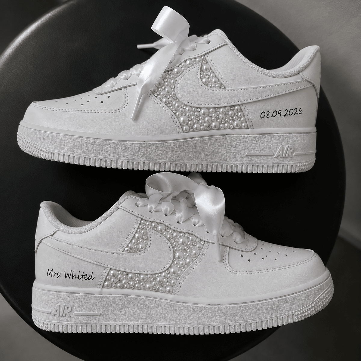 Personalized Side Panel Pearl & Crystal Bridal Air Force 1
