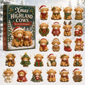 Xmas Highland Cows Christmas Advent Calendar Xmas Calendar Countdown Xmas Gifts For Cows Lover - Gearneko